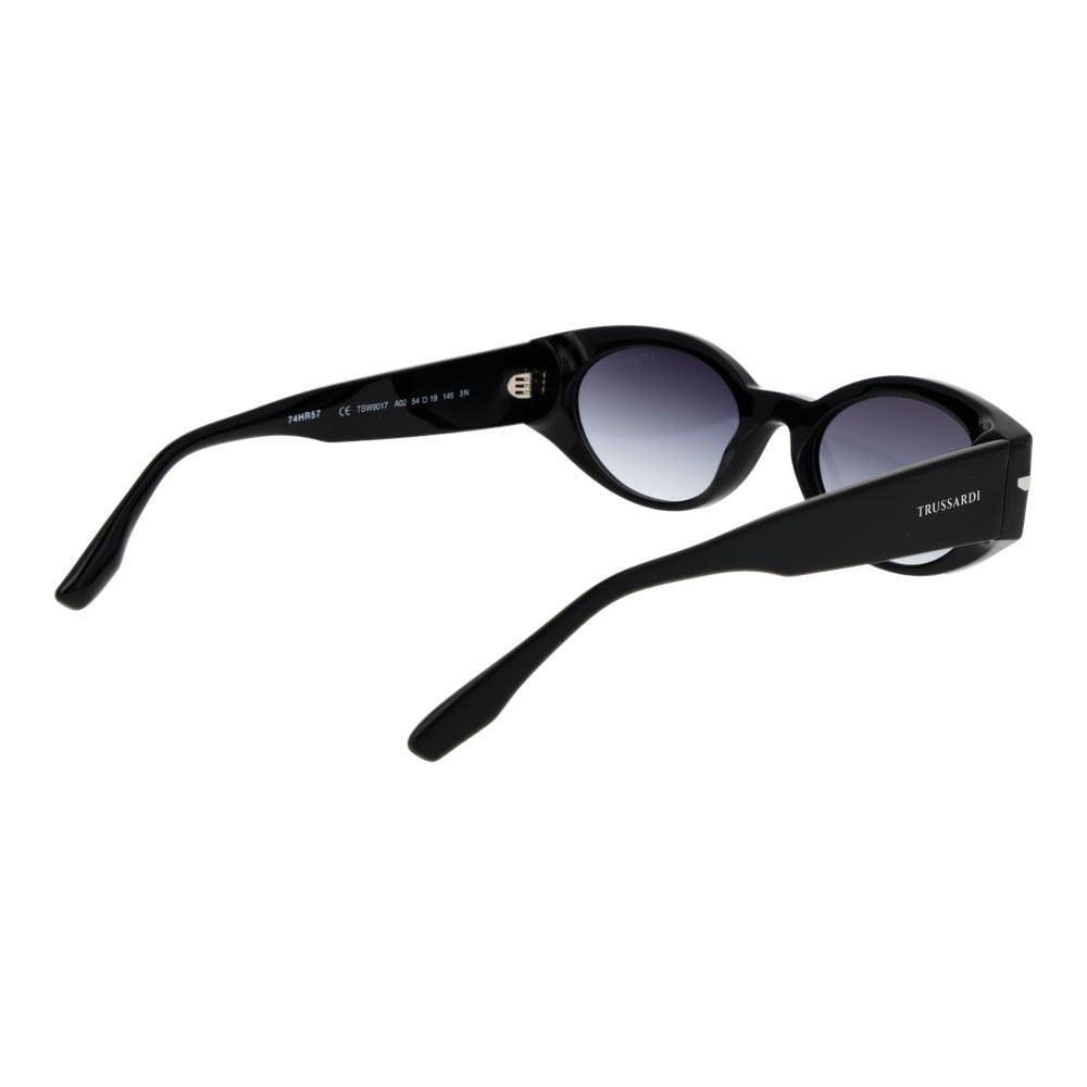 Trussardi Women’s Sunglasses – Black Oval Frame, Grey Gradient Lenses