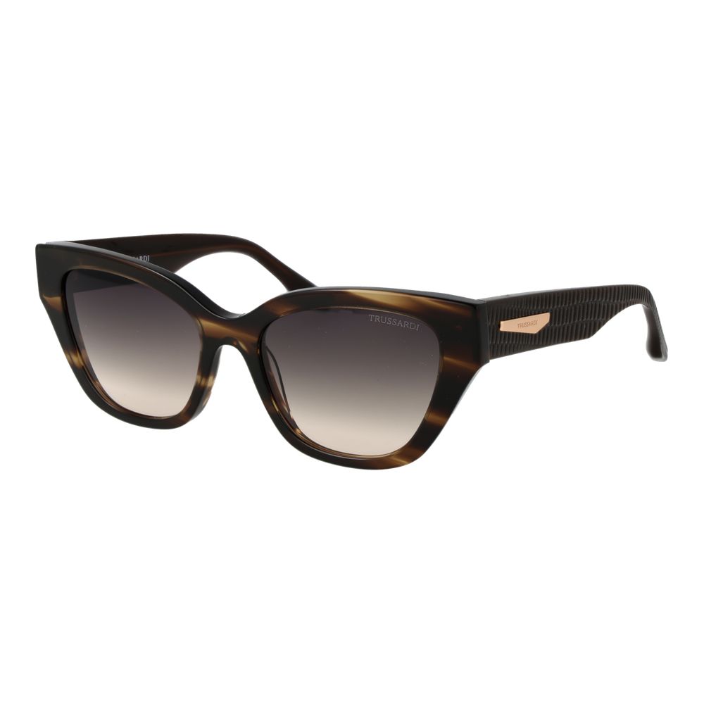 Trussardi Women’s Sunglasses – Brown Cat Eye Frame, Grey Gradient Lenses