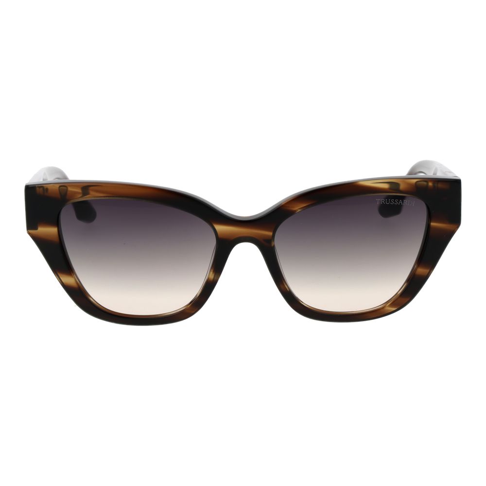 Trussardi Women’s Sunglasses – Brown Cat Eye Frame, Grey Gradient Lenses