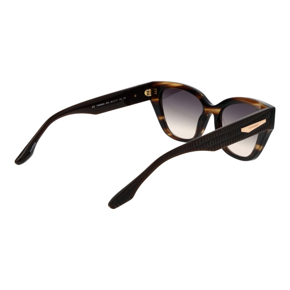 Trussardi Women’s Sunglasses – Brown Cat Eye Frame, Grey Gradient Lenses