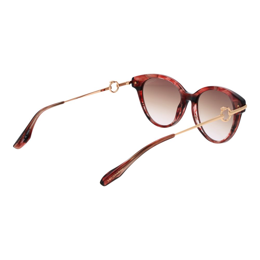 Trussardi Women’s Sunglasses – Red Round Frame, Brown Gradient Lenses