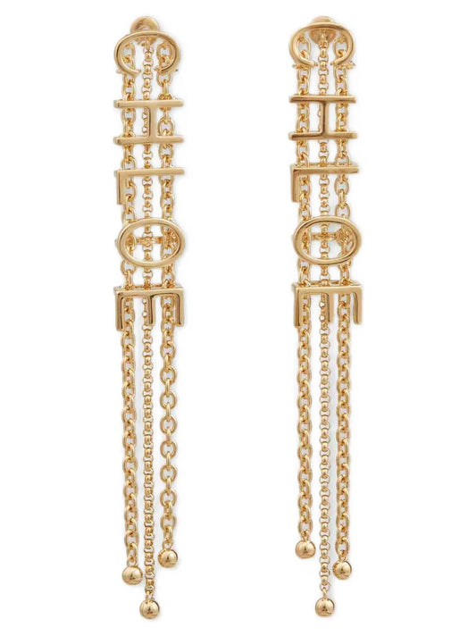 Chloé Gold Brass Mini Belt Pendant Earrings