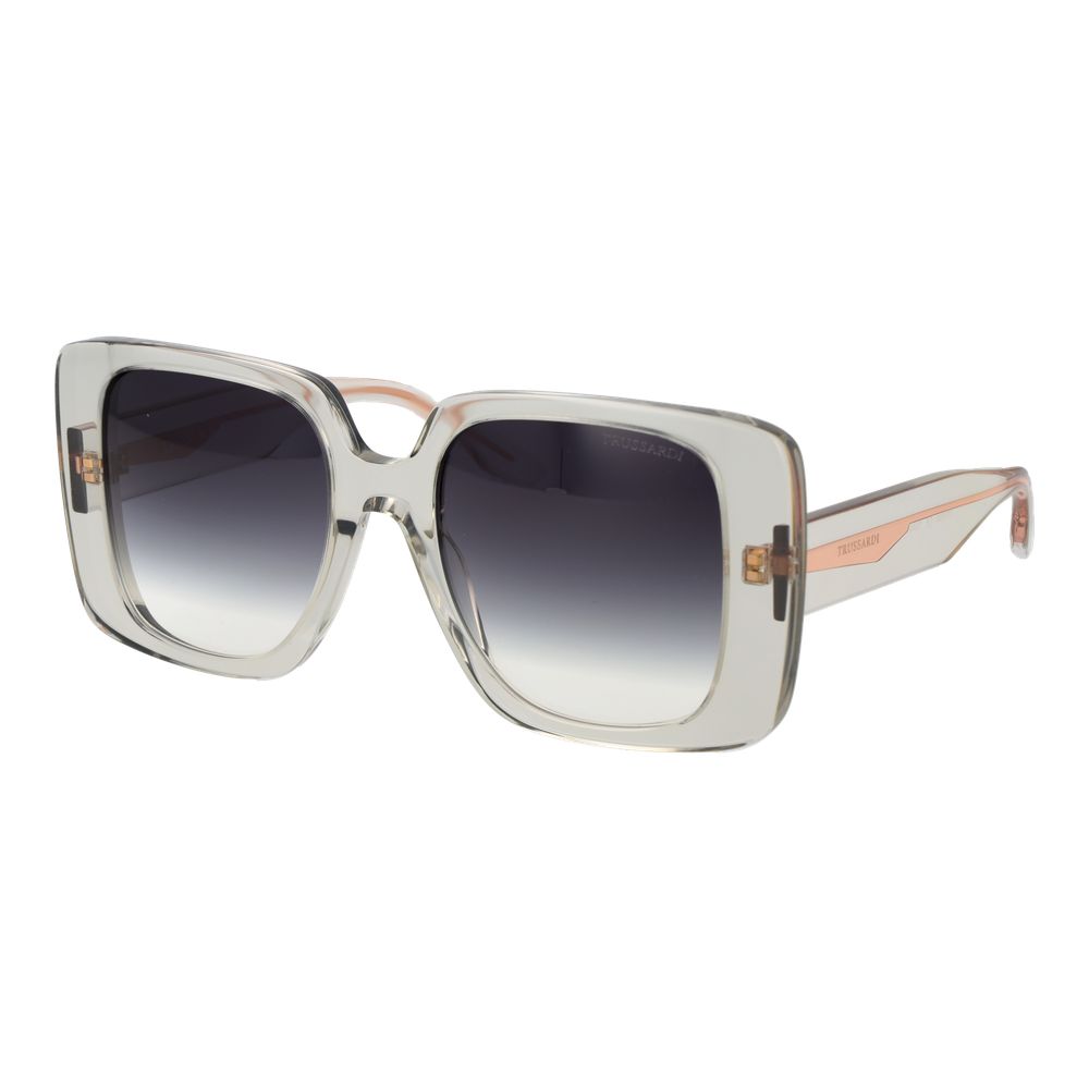 Trussardi Women’s Sunglasses – Gray Acetate Frame, Blue Gradient Lenses