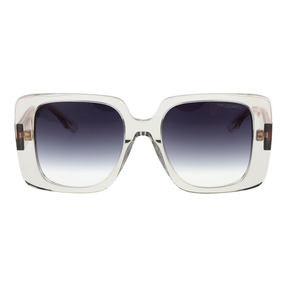 Trussardi Women’s Sunglasses – Gray Acetate Frame, Blue Gradient Lenses