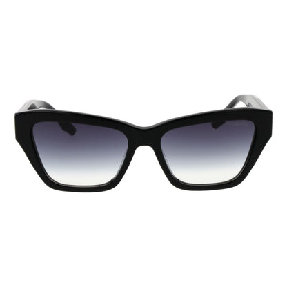 Trussardi Women’s Sunglasses – Black Cat Eye Frame, Blue Gradient Lenses