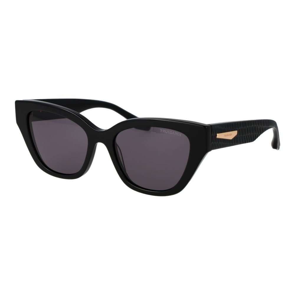 Trussardi Women’s Sunglasses – Black Cat Eye Frame, Purple Lenses