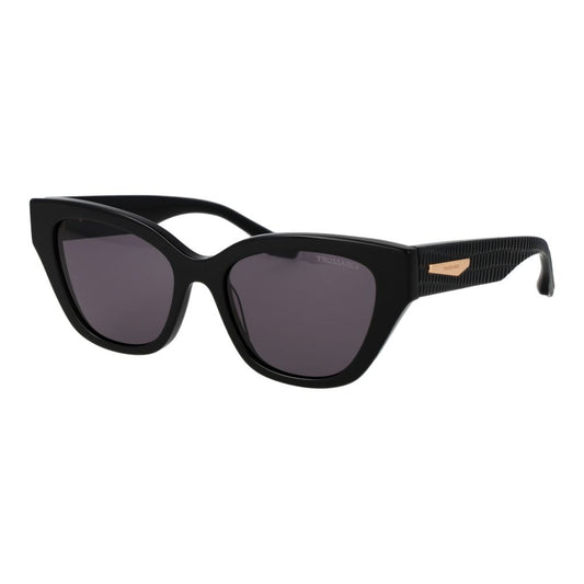 Trussardi Women’s Sunglasses – Black Cat Eye Frame, Purple Lenses