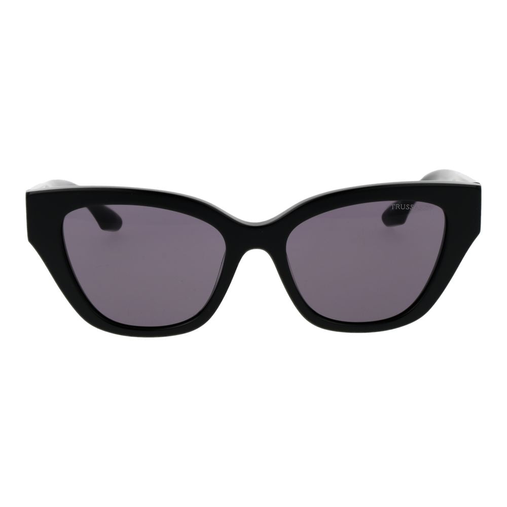 Trussardi Women’s Sunglasses – Black Cat Eye Frame, Purple Lenses