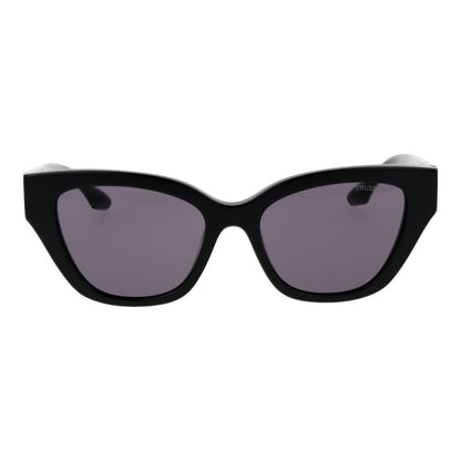 Trussardi Women’s Sunglasses – Black Cat Eye Frame, Purple Lenses