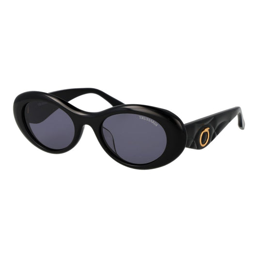 Trussardi Women’s Sunglasses – Black Oval Frame, Grey Lenses
