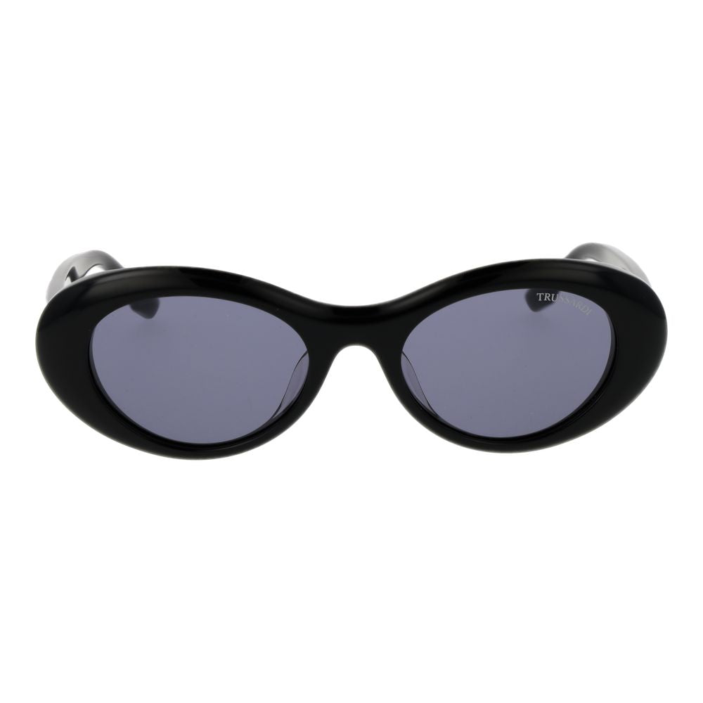 Trussardi Women’s Sunglasses – Black Oval Frame, Grey Lenses
