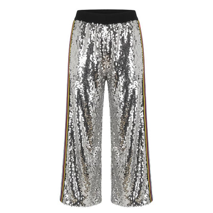 Trussardi Jeans Grey Wide-Leg Sequined Pants IT40|S