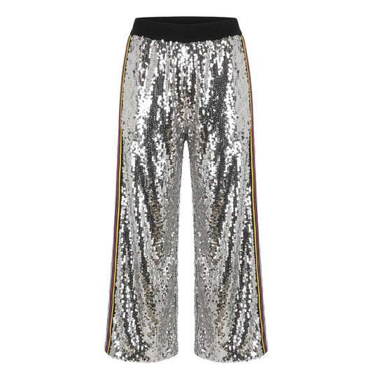 Trussardi Jeans Grey Wide-Leg Sequined Pants IT40|S