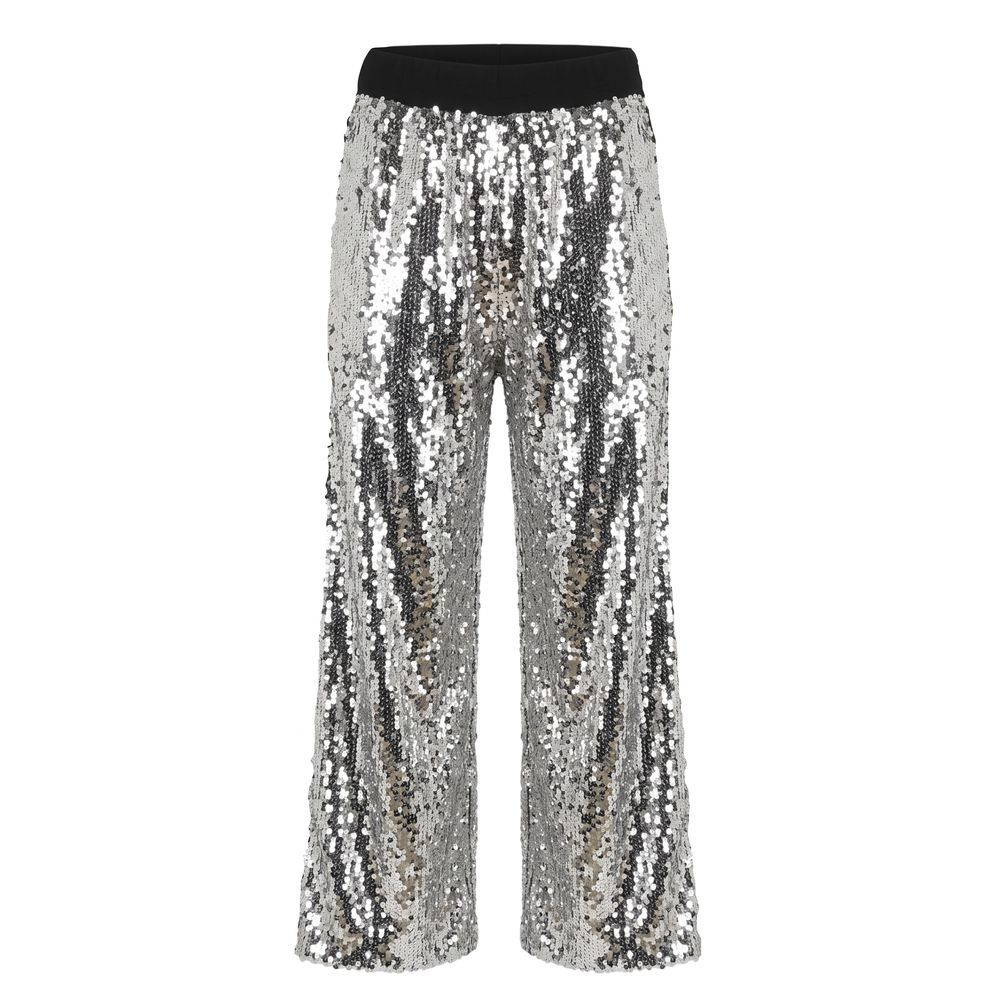 Trussardi Jeans Grey Wide-Leg Sequined Pants IT40|S