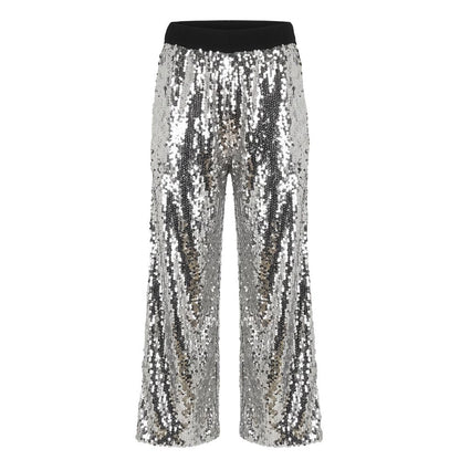 Trussardi Jeans Grey Wide-Leg Sequined Pants IT40|S