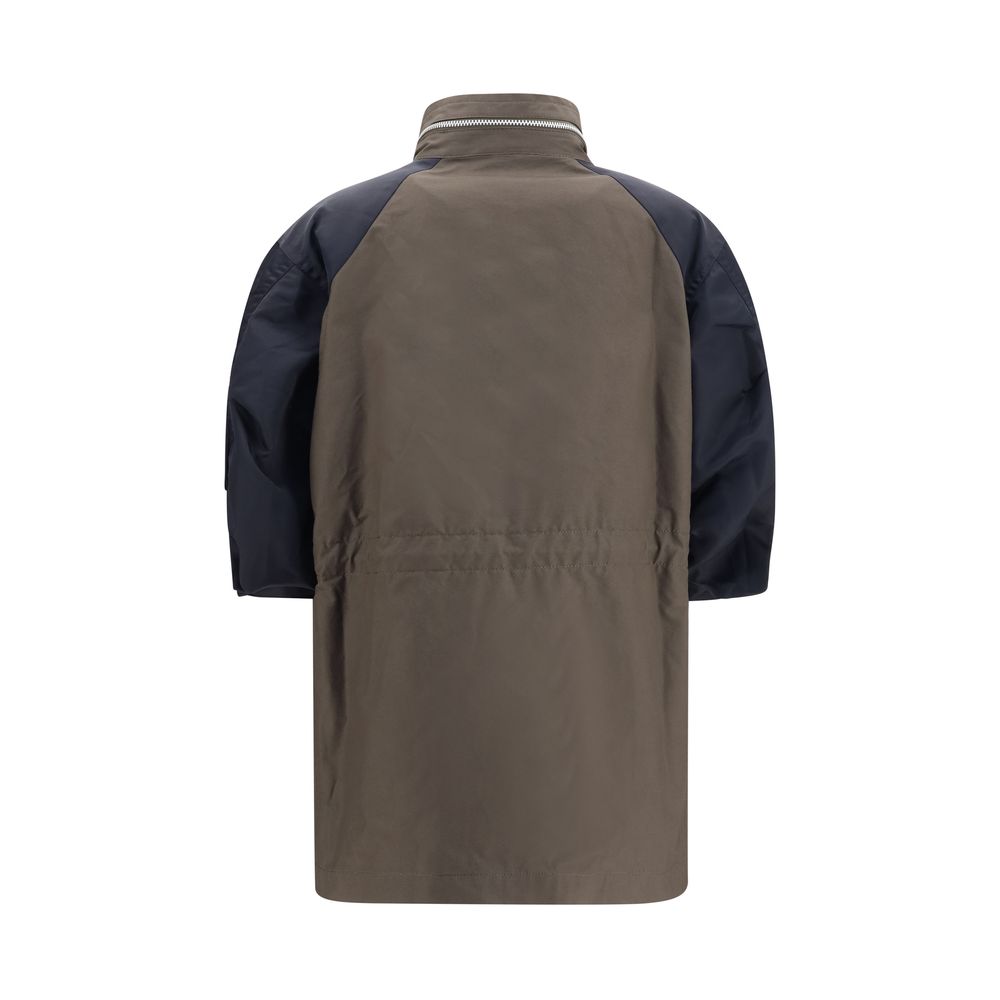 Sacai Bicolor Cotton Shell Jacket in Khaki and Navy