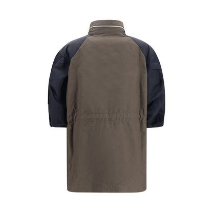 Sacai Bicolor Cotton Shell Jacket in Khaki and Navy