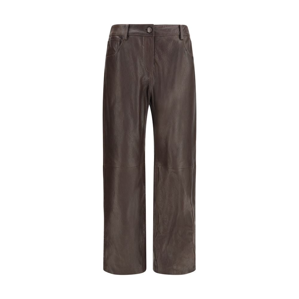 Magda Butrym Brown Straight Leg Leather Pants