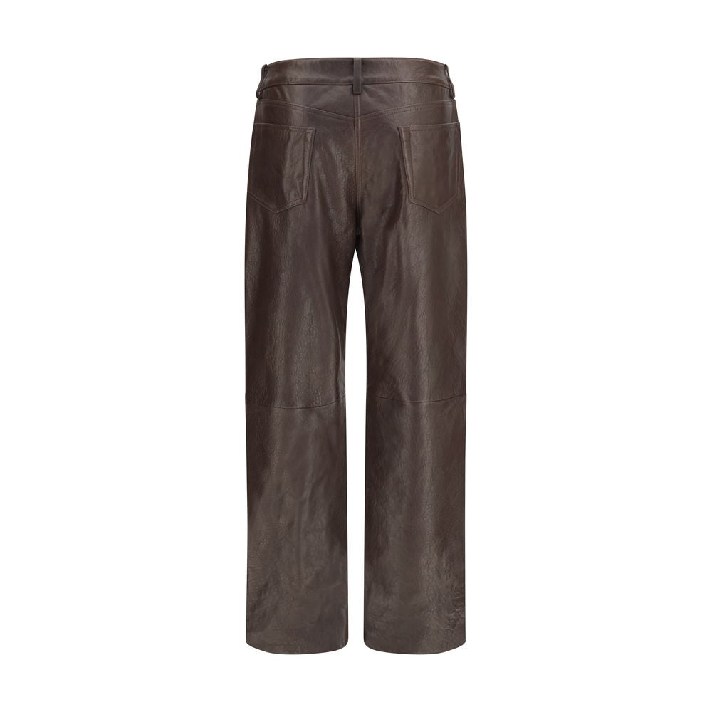 Magda Butrym Brown Straight Leg Leather Pants