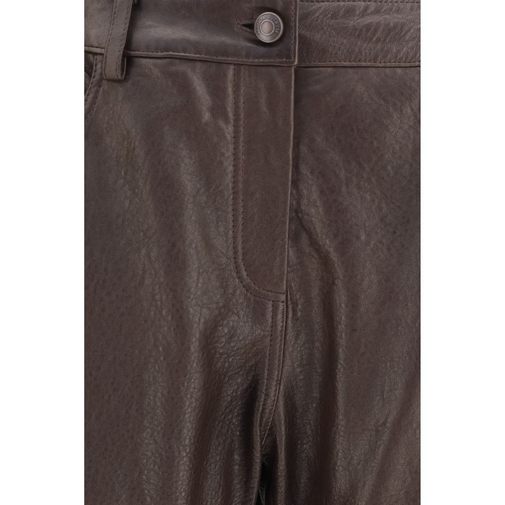 Magda Butrym Brown Straight Leg Leather Pants