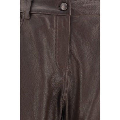 Magda Butrym Brown Straight Leg Leather Pants