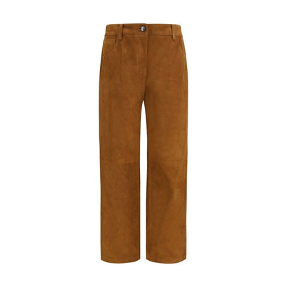 Magda Butrym Brown Lambskin Suede Corduroy Pants