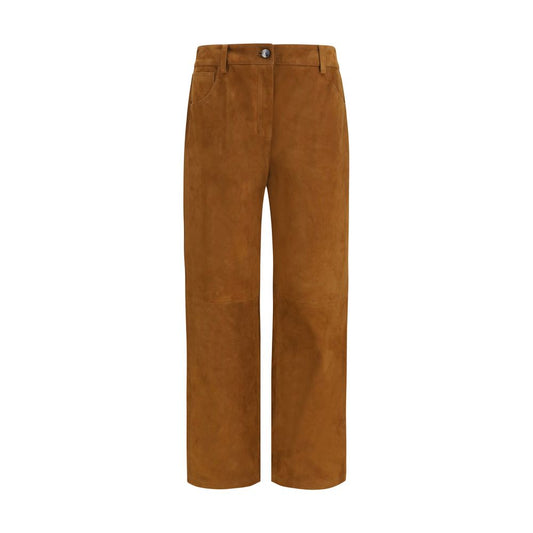 Magda Butrym Brown Lambskin Suede Corduroy Pants