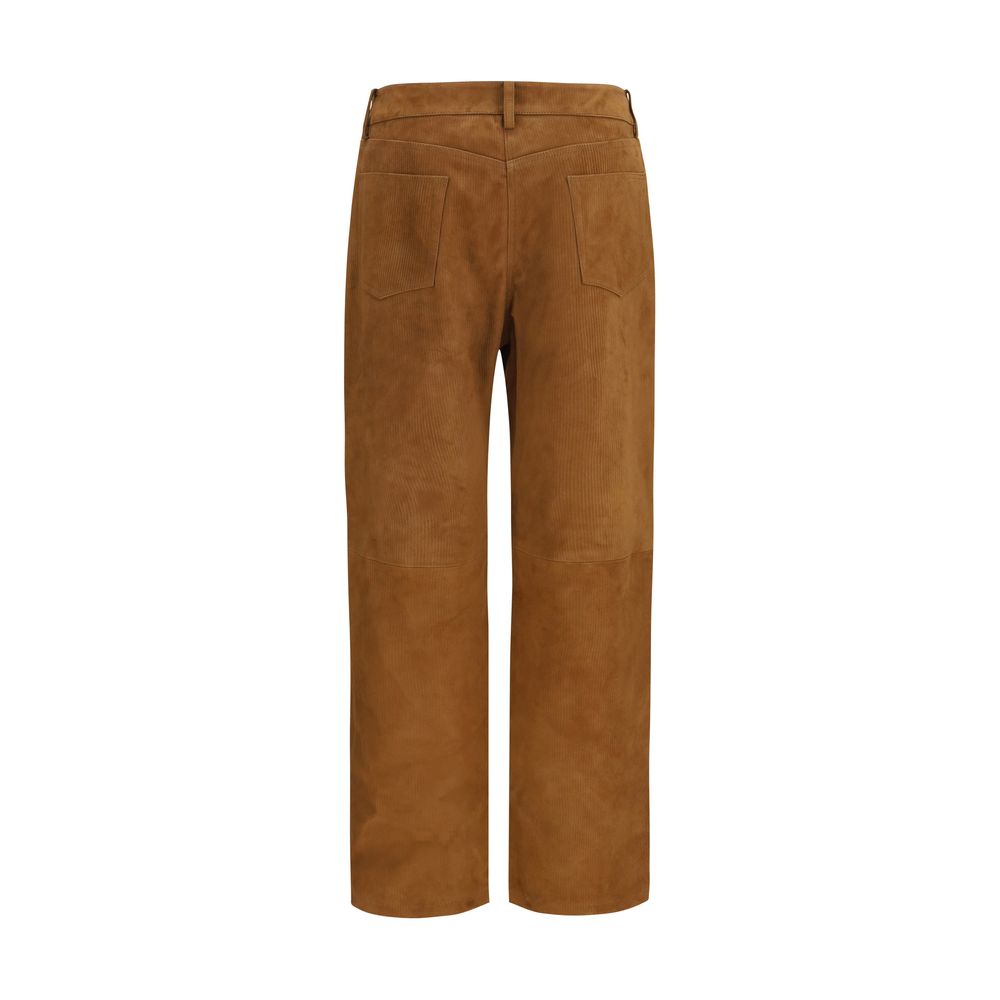 Magda Butrym Brown Lambskin Suede Corduroy Pants