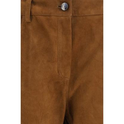 Magda Butrym Brown Lambskin Suede Corduroy Pants