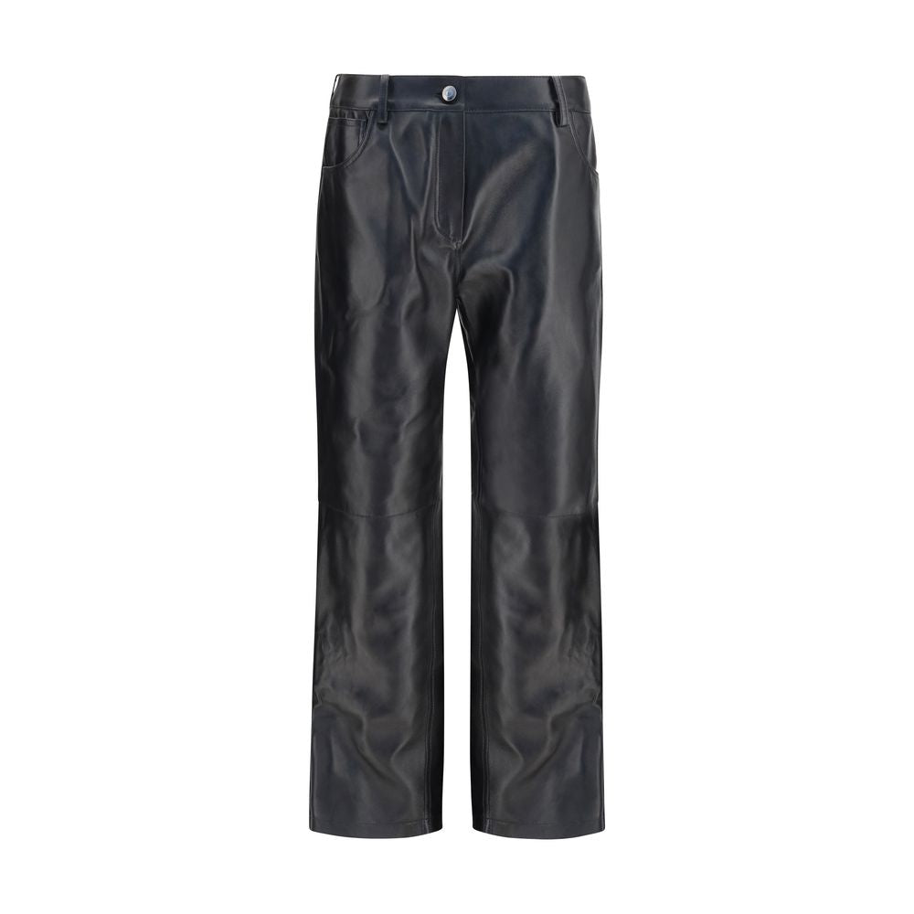 Magda Butrym Black Straight Leg Leather Pants
