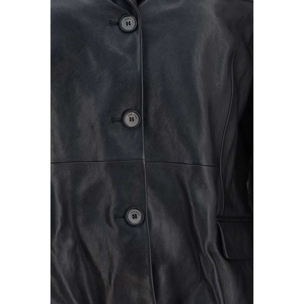 Magda Butrym Black Lambskin Blazer Jacket