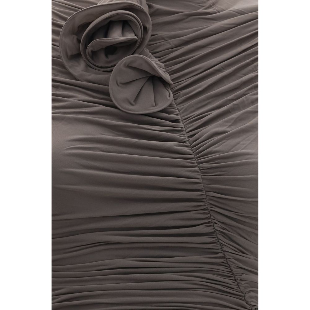 Magda Butrym Gray Draped High-Neck Midi Dress