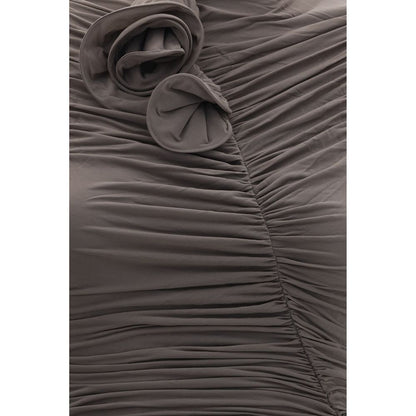 Magda Butrym Gray Draped High-Neck Midi Dress
