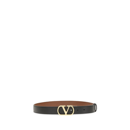 Valentino Garavani Black Calf Leather Reversible VLogo Signature Belt