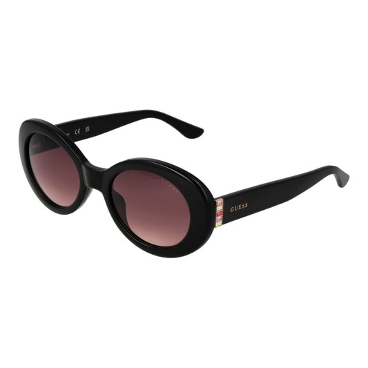 Guess Women’s Sunglasses – Black Oval Frame, Burgundy Gradient Lenses