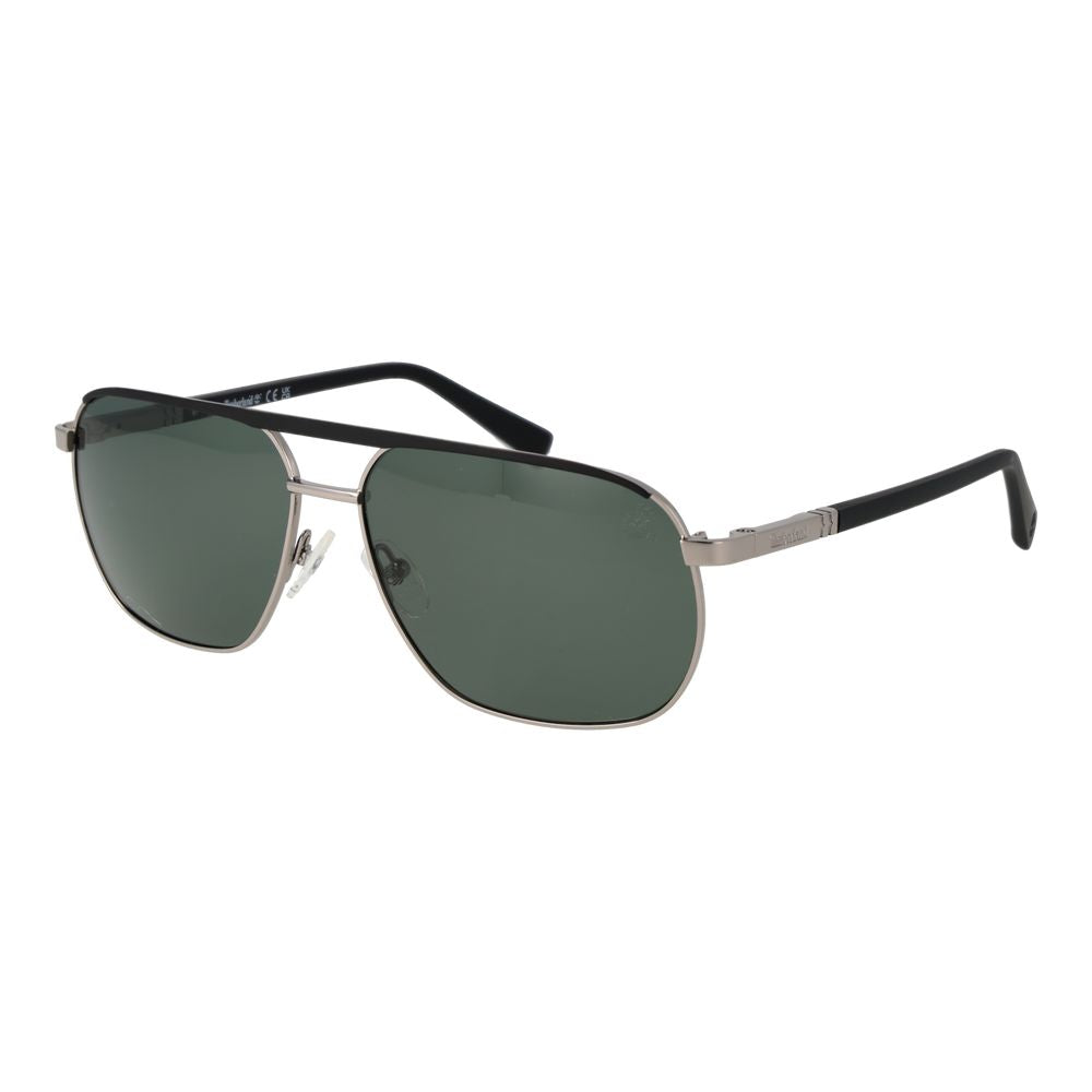 Timberland Men’s Sunglasses – Grey Metal Frame, Green Polarized Lenses