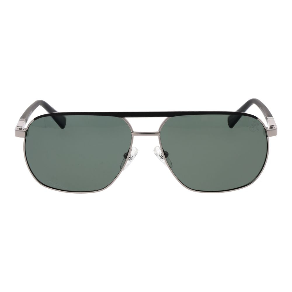 Timberland Men’s Sunglasses – Grey Metal Frame, Green Polarized Lenses