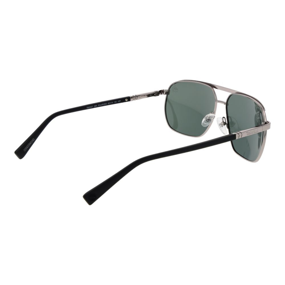 Timberland Men’s Sunglasses – Grey Metal Frame, Green Polarized Lenses