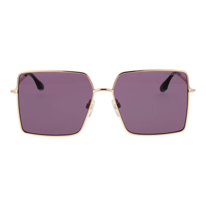 Trussardi Women’s Sunglasses – Gold Square Frame, Purple Lenses