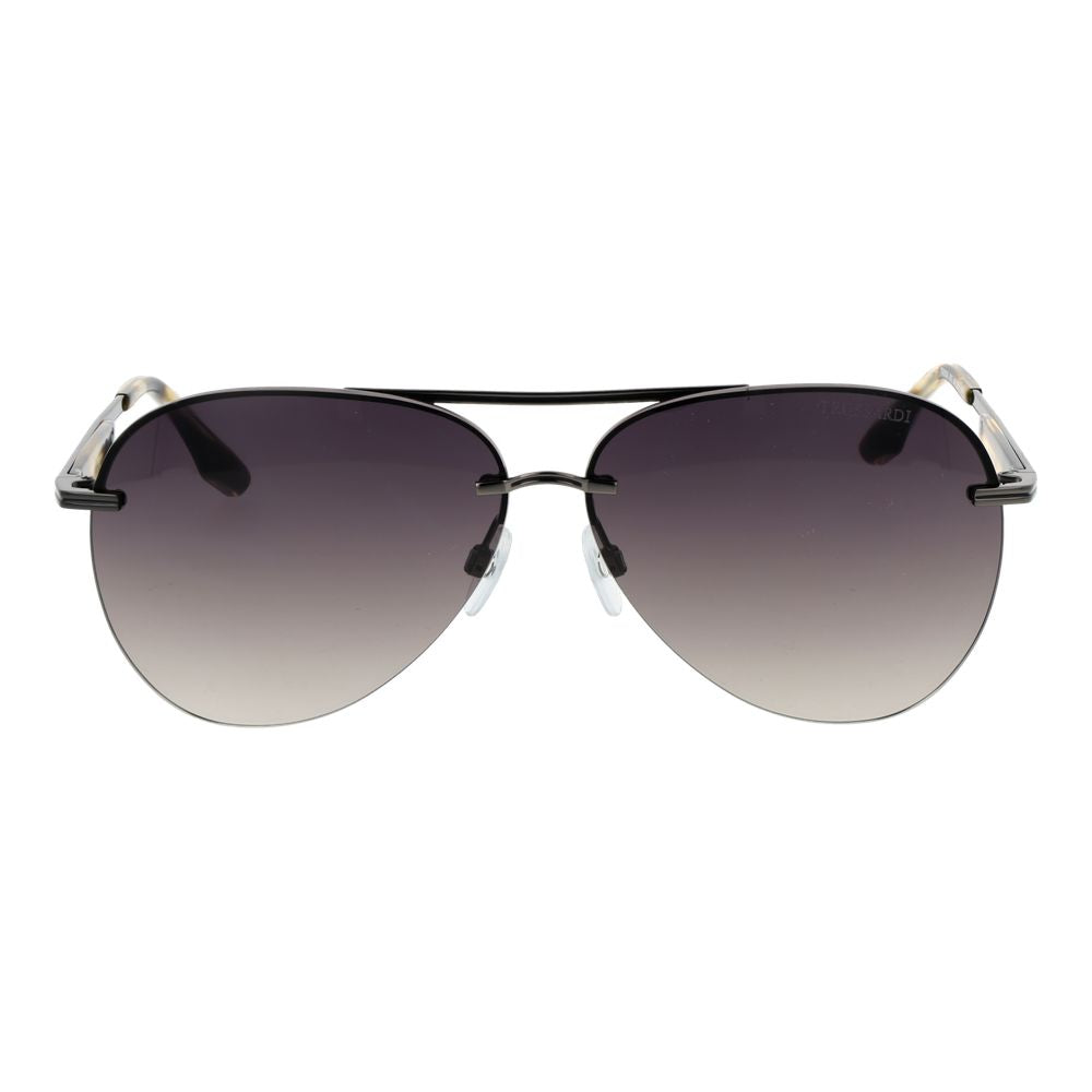 Trussardi Men’s Sunglasses – Gunmetal Aviator Frame, Grey Gradient Lenses