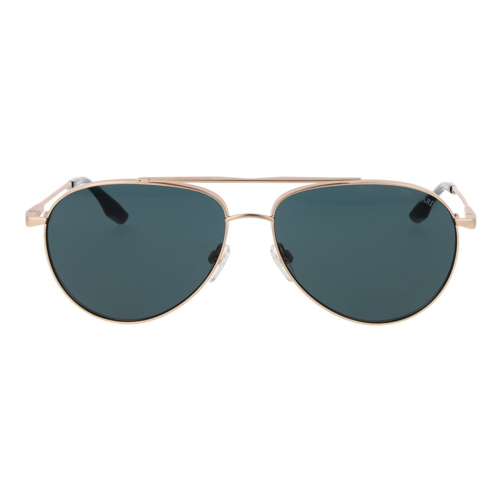 Trussardi Men’s Sunglasses – Gold Aviator Frame, Blue Lenses
