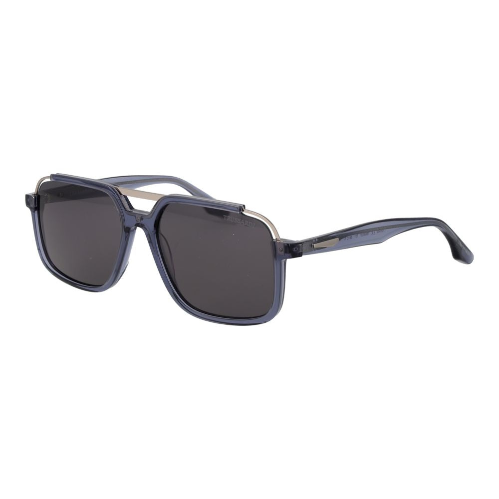 Trussardi Men's Sunglasses – Blue Acetate & Stainless Steel, Grey Lenses