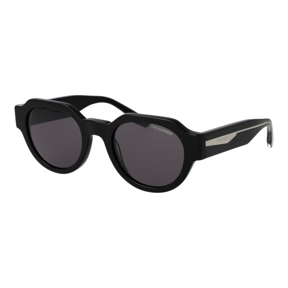 Trussardi Unisex Sunglasses – Black Acetate Frame, Grey Lenses