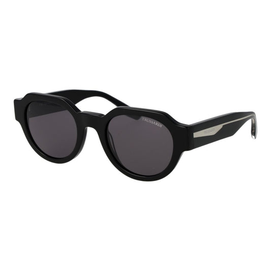 Trussardi Unisex Sunglasses – Black Acetate Frame, Grey Lenses