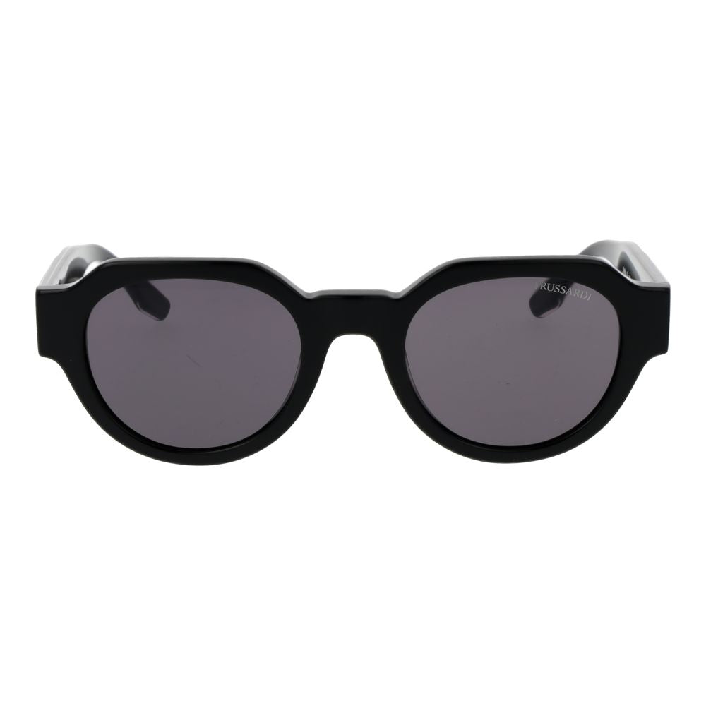 Trussardi Unisex Sunglasses – Black Acetate Frame, Grey Lenses