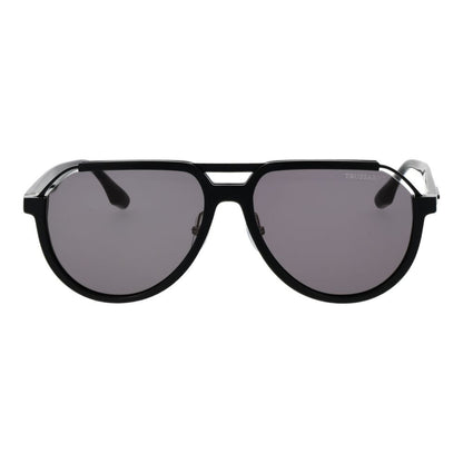 Trussardi Men’s Sunglasses – Black Aviator Frame, Grey Lenses