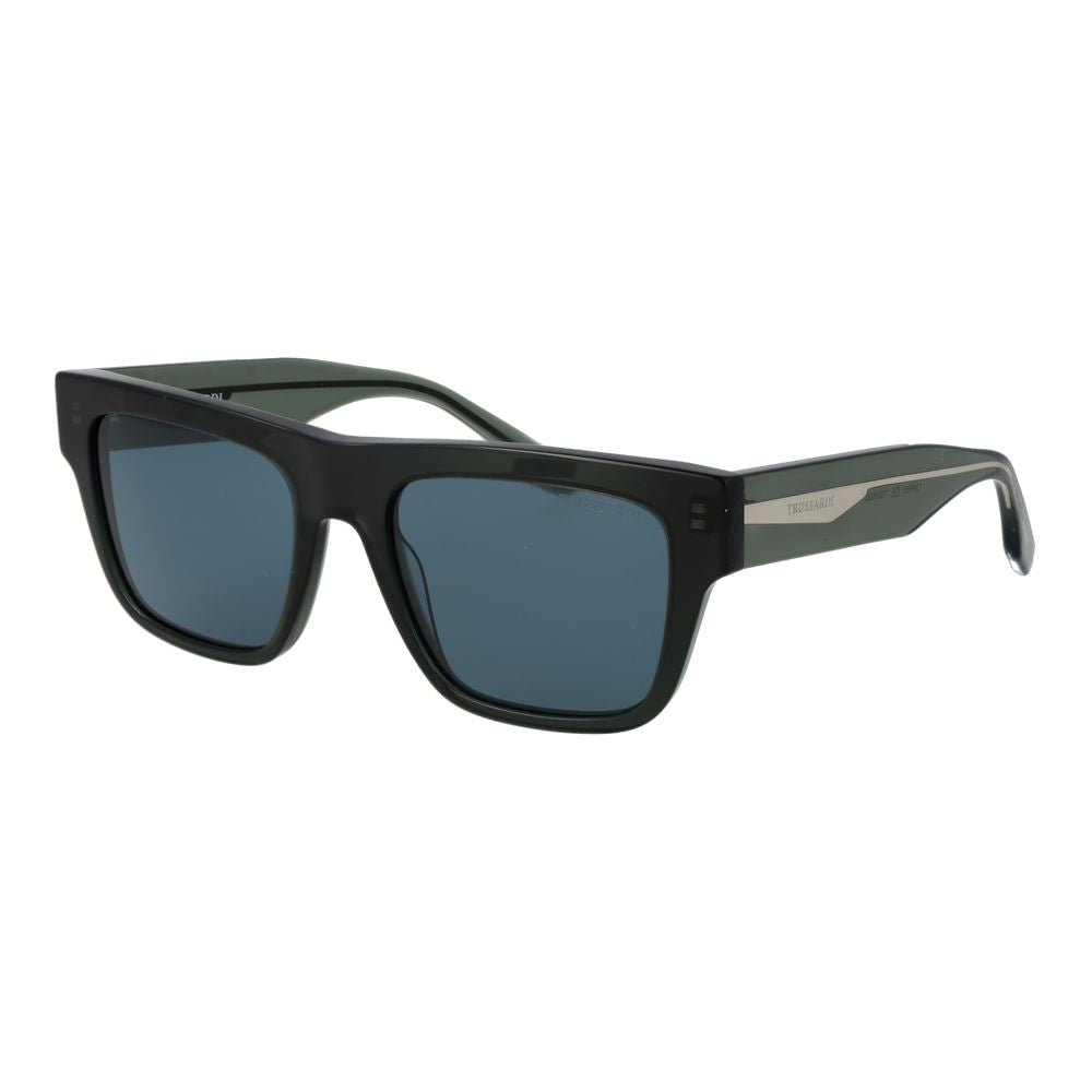 Trussardi Unisex Sunglasses – Green Bicolor Frame, Blue Lenses