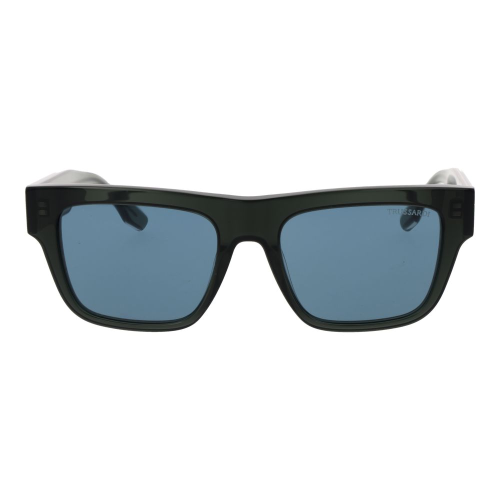 Trussardi Unisex Sunglasses – Green Bicolor Frame, Blue Lenses