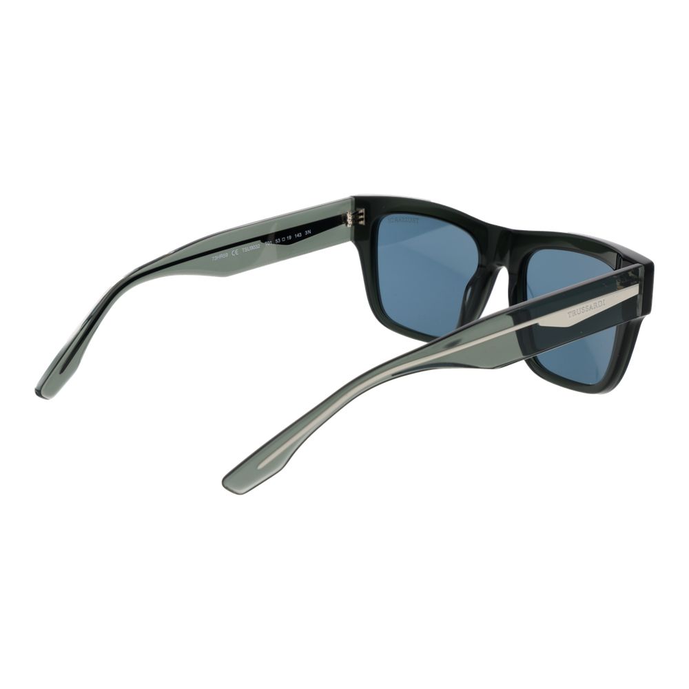 Trussardi Unisex Sunglasses – Green Bicolor Frame, Blue Lenses
