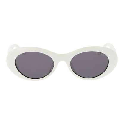 Trussardi Women’s Sunglasses – White Oval Frame, Purple Lenses
